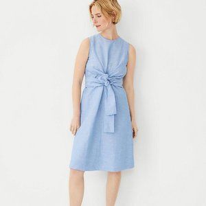 New Ann Taylor Linen Cotton Chambray Flare Dress